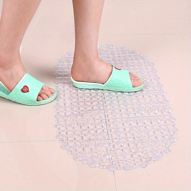 Kids Waterproof Shower Mat with Suction Cups Pink and Blue Non-Slip Bathroom Rug