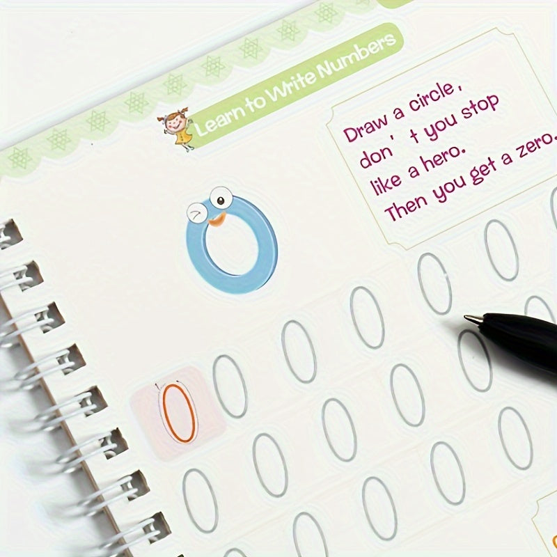 Educational Calligraphy Handwriting Workbook Set for Kids with Reusable Erasable Pen