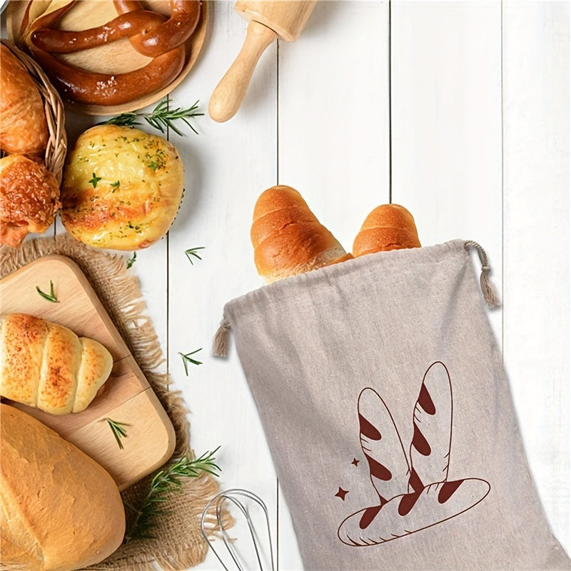 Bej qayta ishlatiladigan saqlash sumkasi, quyon quloqlari bilan, non, meva, sabzavotlar uchun