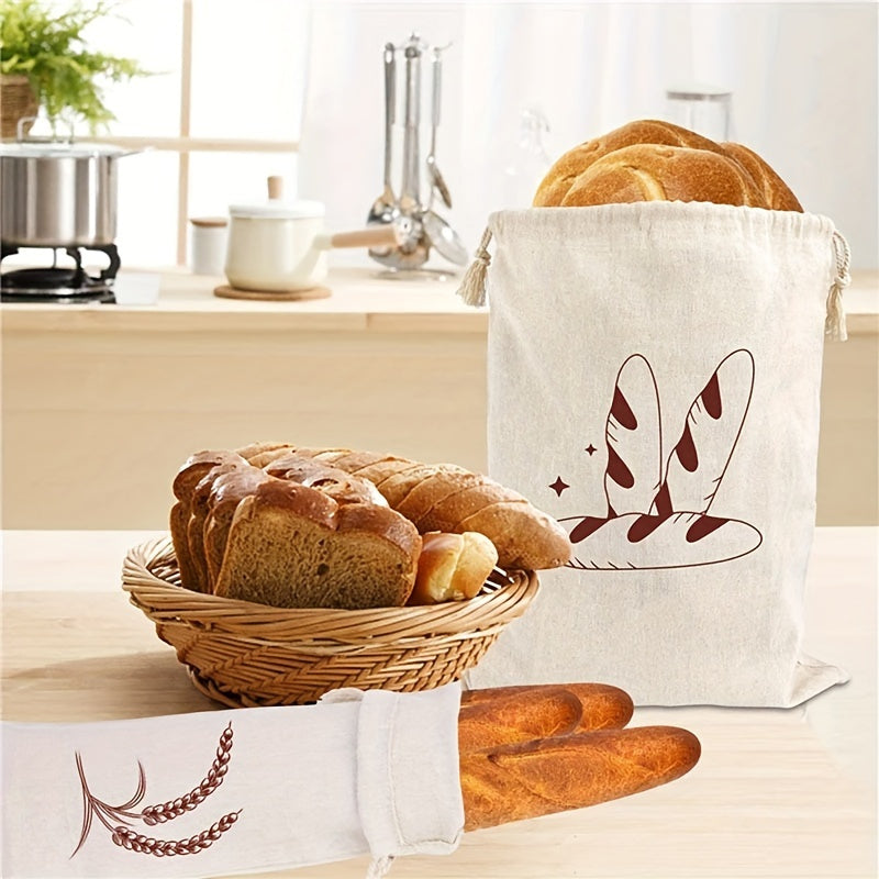 Beige Reusable Storage Bag with Bunny Ears for Bread Fruit Vegetables