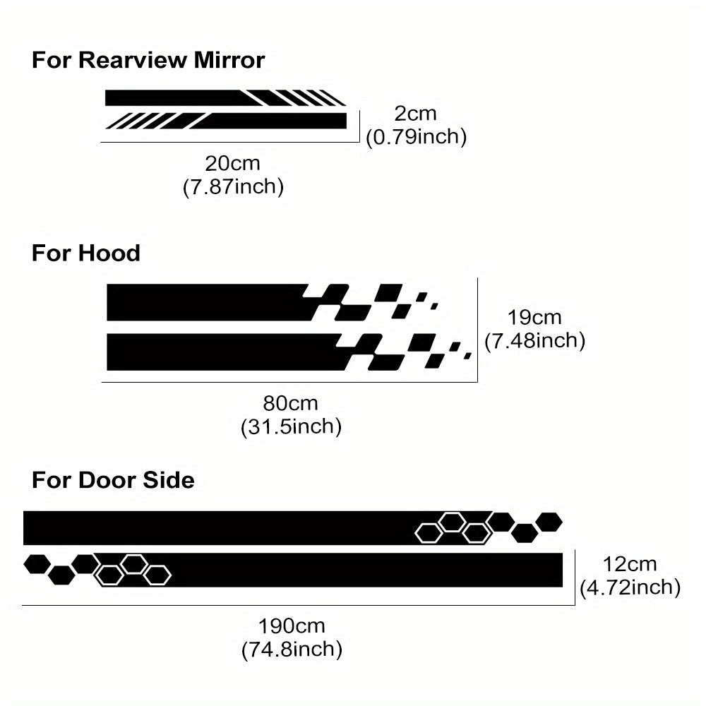 Car Vinyl Hood Stickers Racing Sport Decals Automotive Tuning Stripes Self-Adhesive Glossy