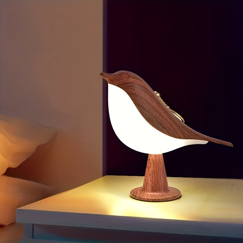 Lámpara de mesa Art Deco con forma de pájaro, control táctil, pantalla de plástico regulable y tema animal