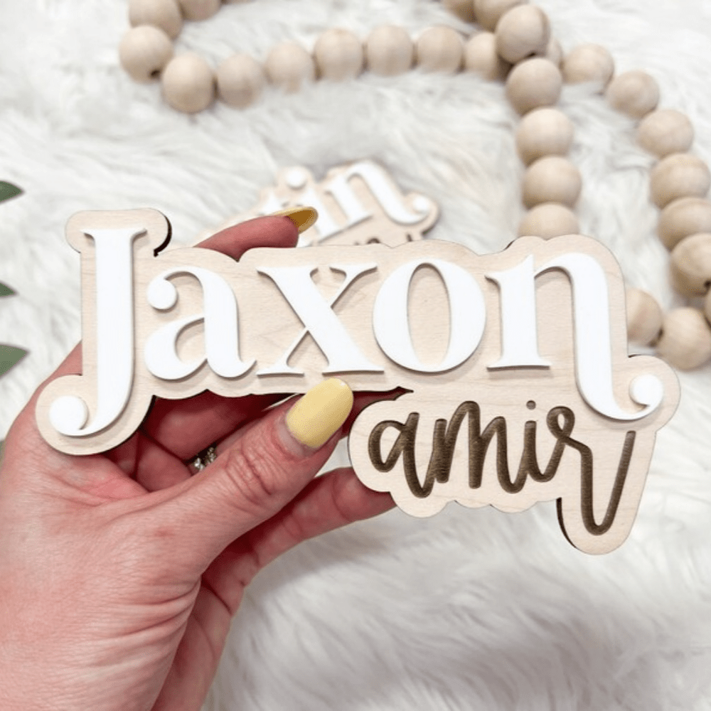 Personalized Wooden Name Sign for Kids Custom Birth Announcement Plaque
