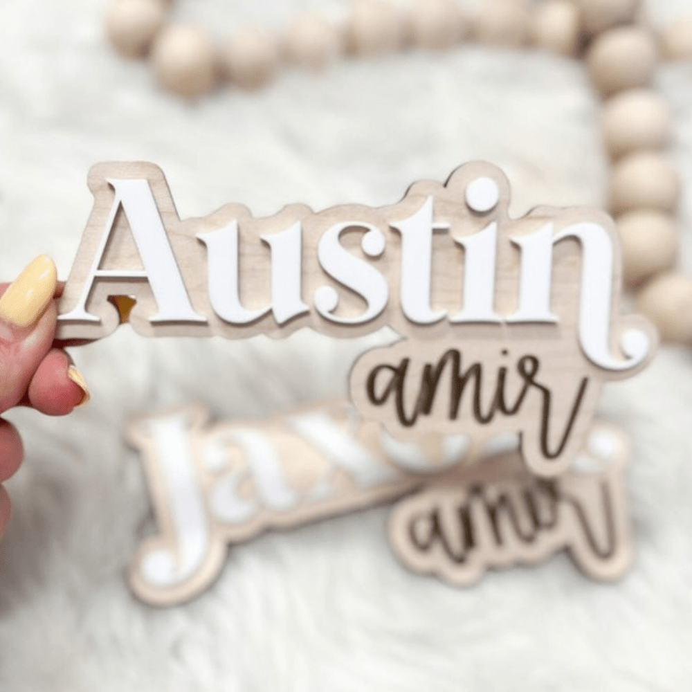 Personalized Wooden Name Sign for Kids Custom Birth Announcement Plaque