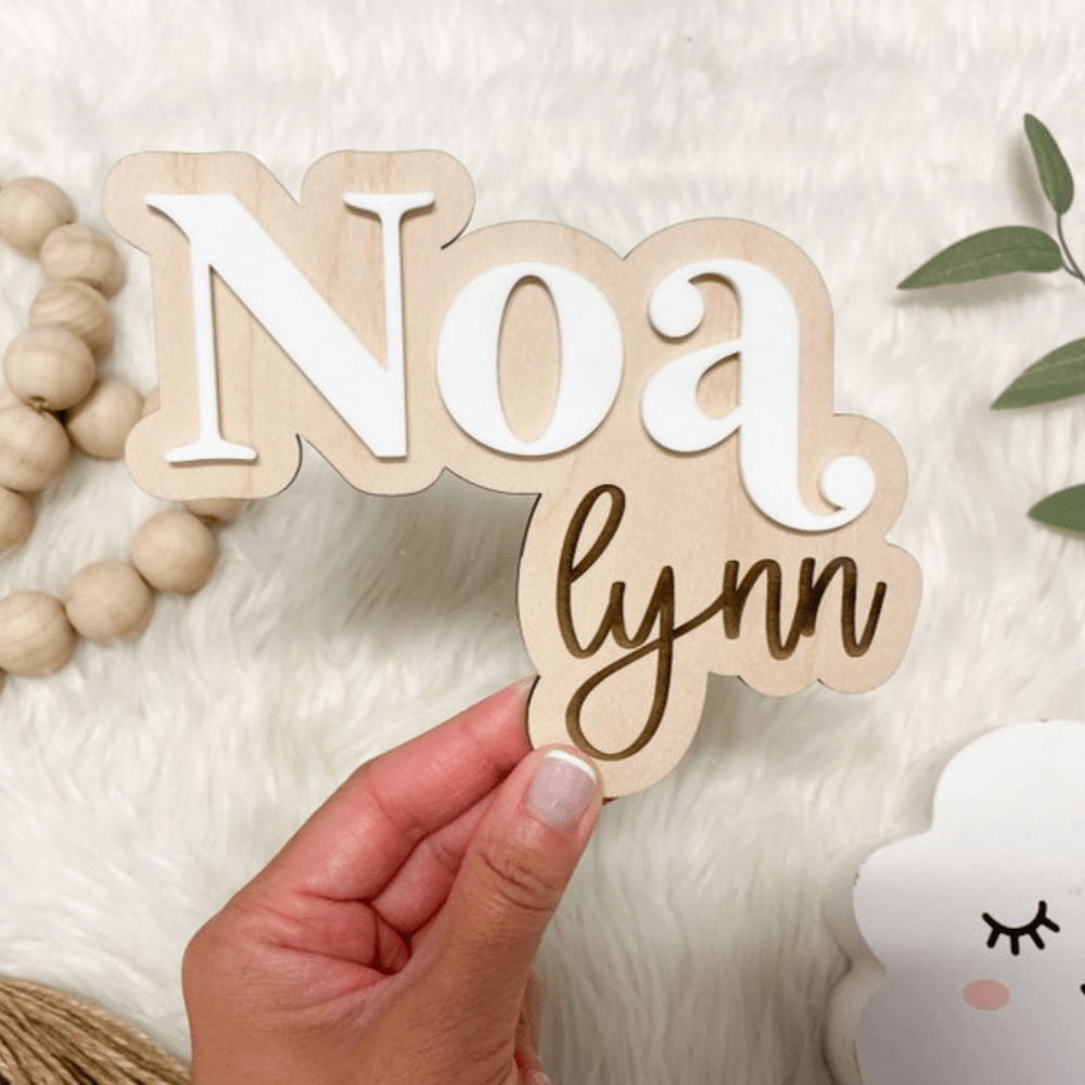 Personalized Wooden Name Sign for Kids Custom Birth Announcement Plaque