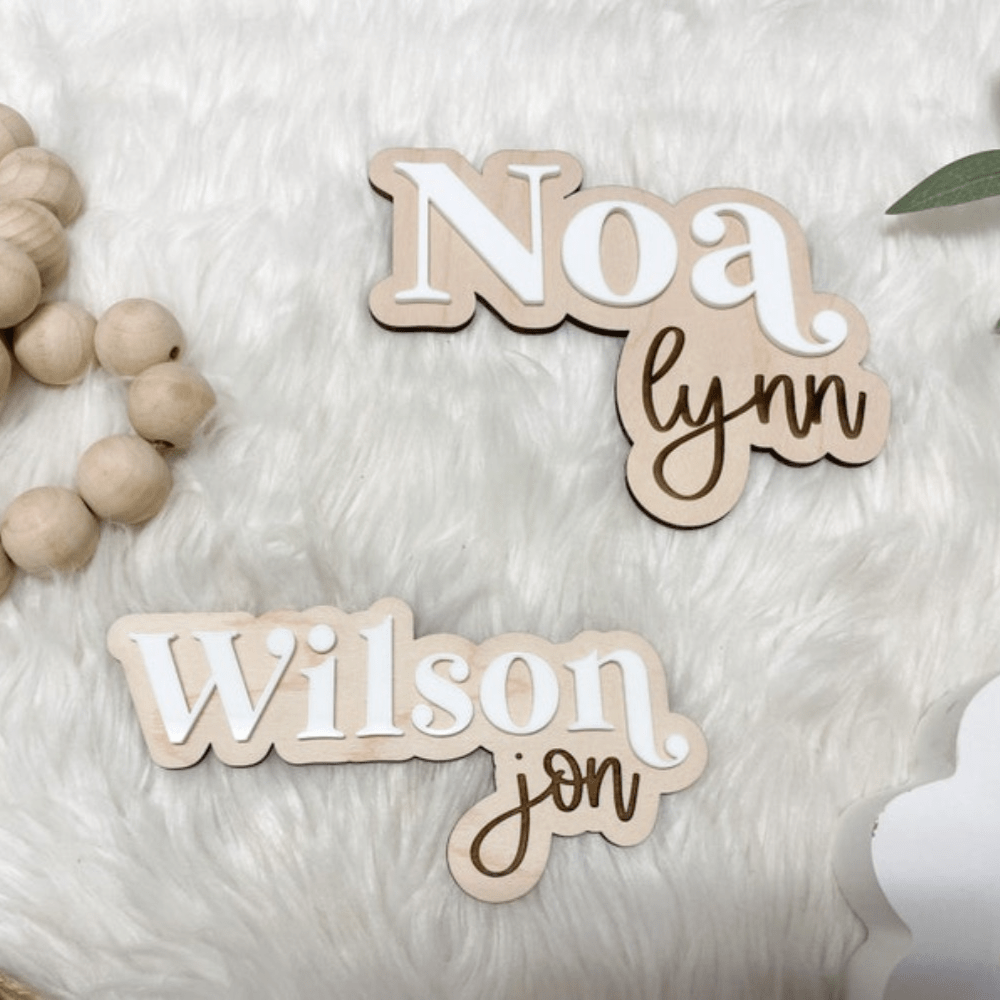 Personalized Wooden Name Sign for Kids Custom Birth Announcement Plaque