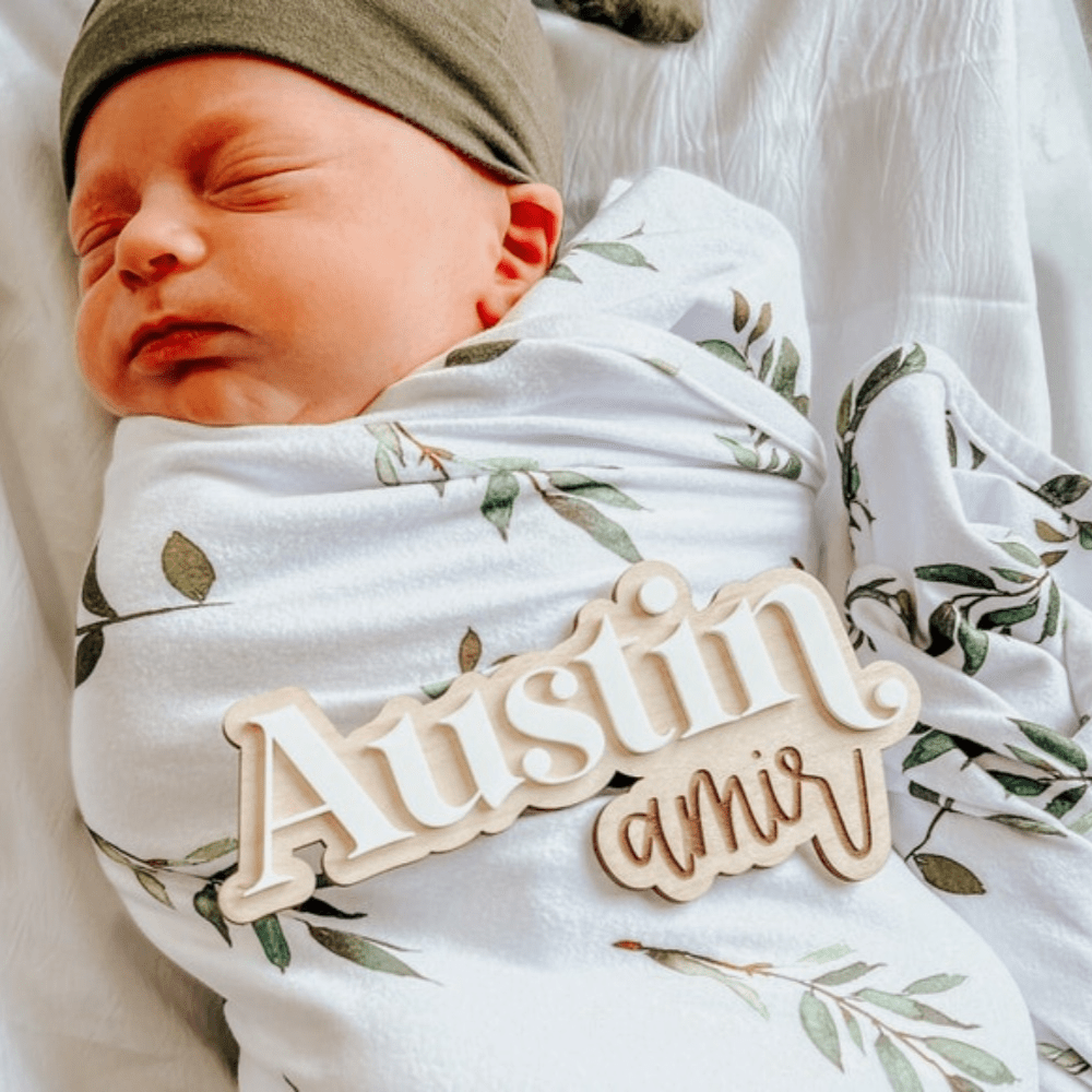 Personalized Wooden Name Sign for Kids Custom Birth Announcement Plaque