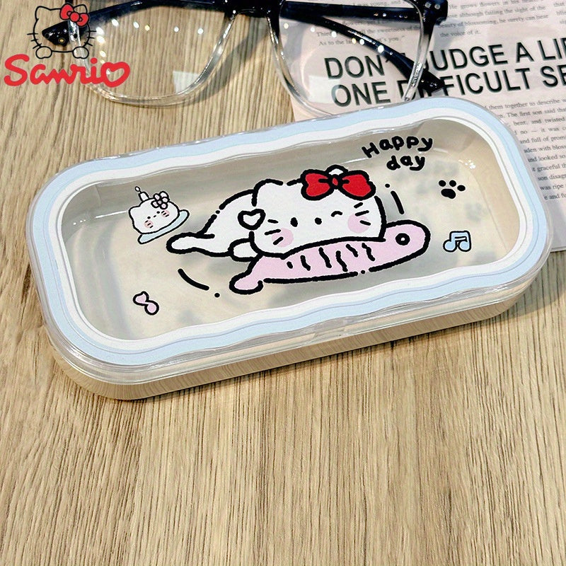 Bolalar qizlar Hello Kitty ko‘zoynak qutisi yarim qattiq saqlash qutisi ko‘zoynaklar va quyosh ko‘zoynaklari uchun