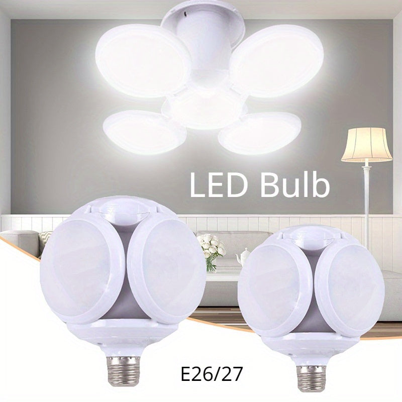 LED Foldable Fan Blade E27 Light Bulb for Home Garage Lighting