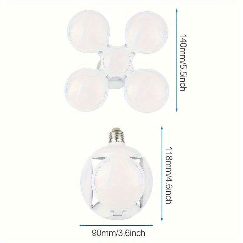 LED Foldable Fan Blade E27 Light Bulb for Home Garage Lighting