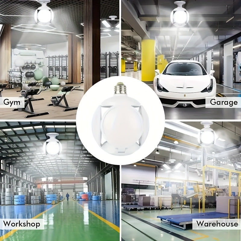 LED Foldable Fan Blade E27 Light Bulb for Home Garage Lighting