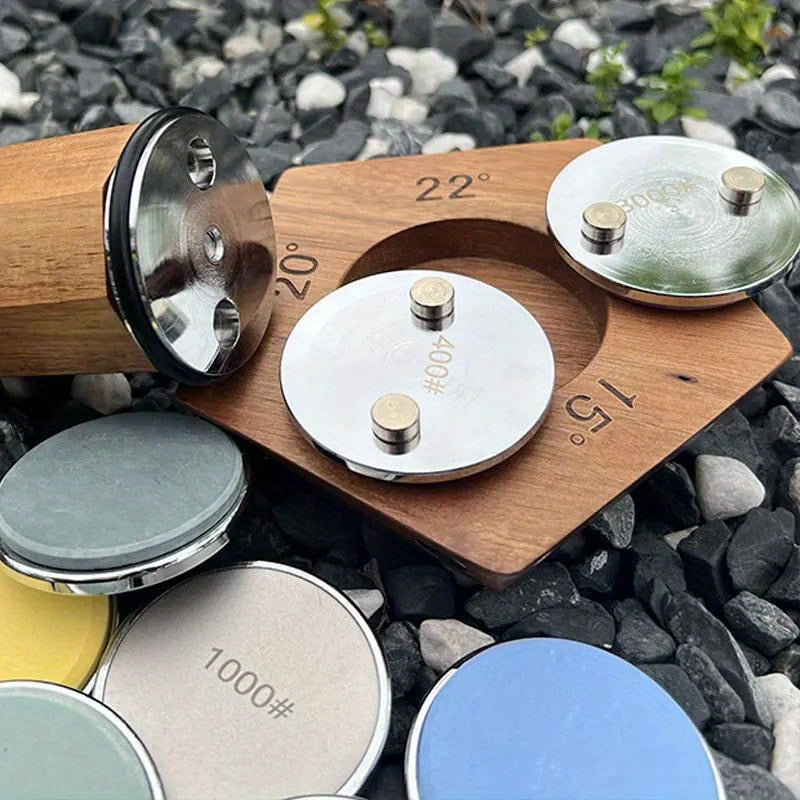 Handheld Knife Sharpener with Diamond Whetstone and Wooden Handle for Precision Sharpening