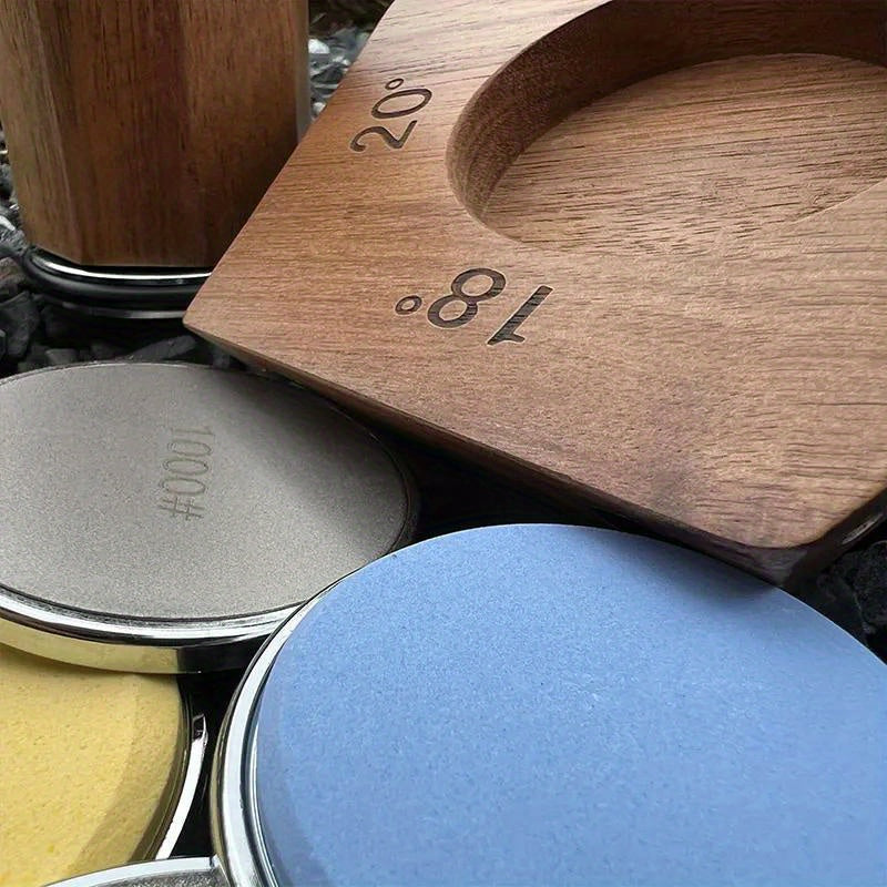 Handheld Knife Sharpener with Diamond Whetstone and Wooden Handle for Precision Sharpening