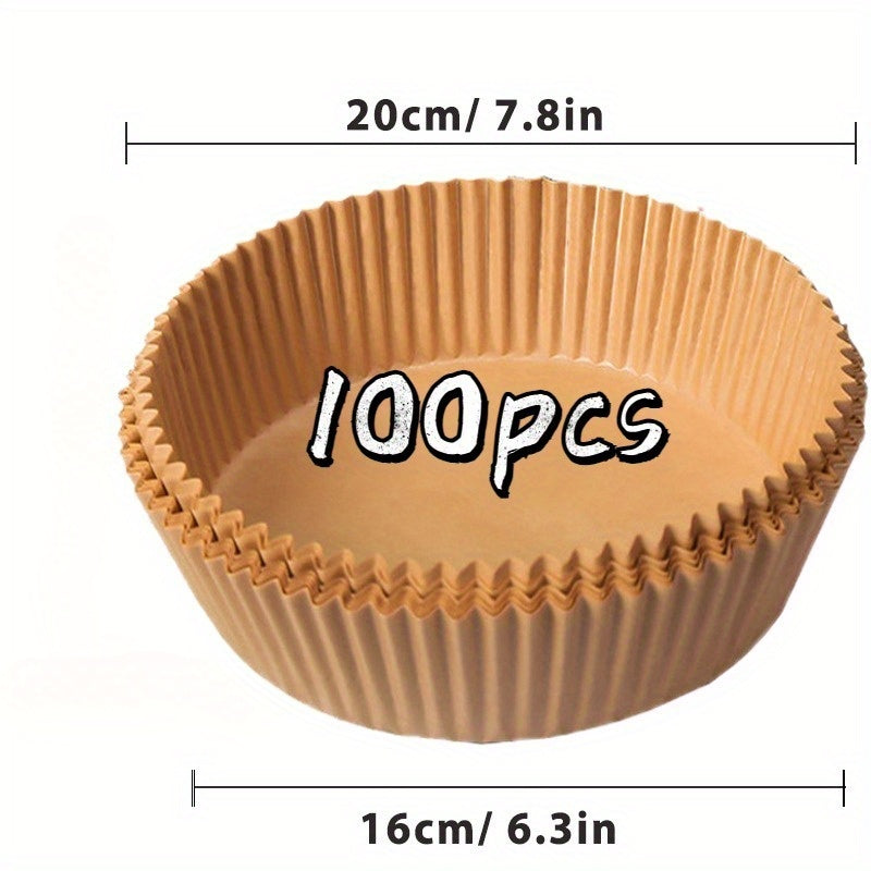 Paquete de 100 bases de papel para freidora de aire, hojas de pergamino desechables, antiadherentes, resistentes a la grasa