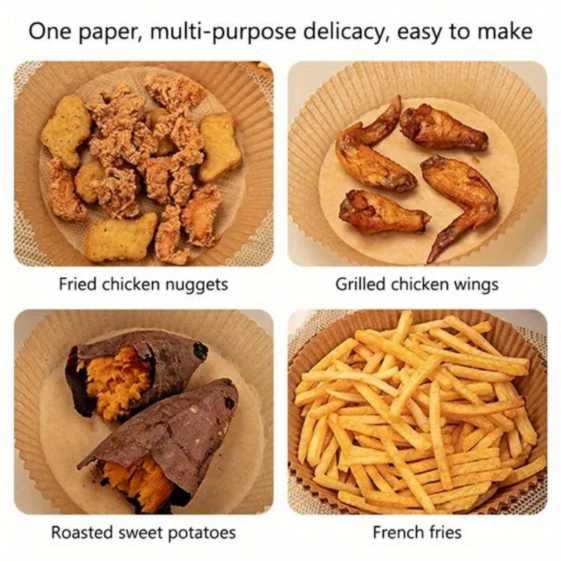 Paquete de 100 bases de papel para freidora de aire, hojas de pergamino desechables, antiadherentes, resistentes a la grasa