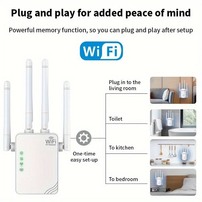 WiFi Extender Boosts Signal Up to 10000 Sq Ft Dual Band 300Mbps Indoor Outdoor