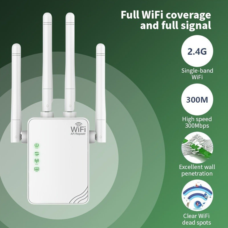 WiFi Extender Boosts Signal Up to 10000 Sq Ft Dual Band 300Mbps Indoor Outdoor