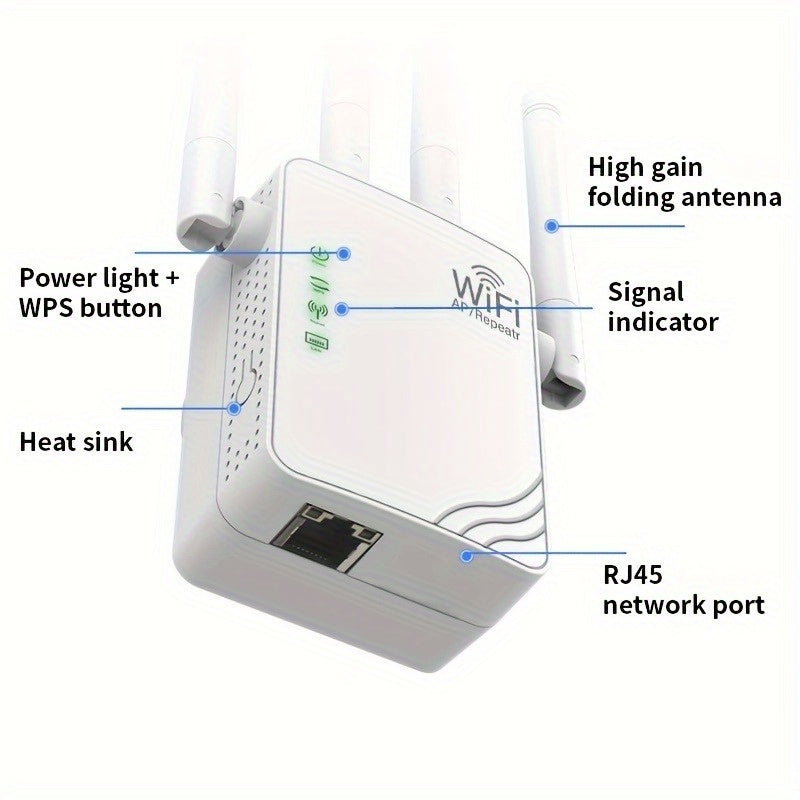 WiFi Extender Boosts Signal Up to 10000 Sq Ft Dual Band 300Mbps Indoor Outdoor