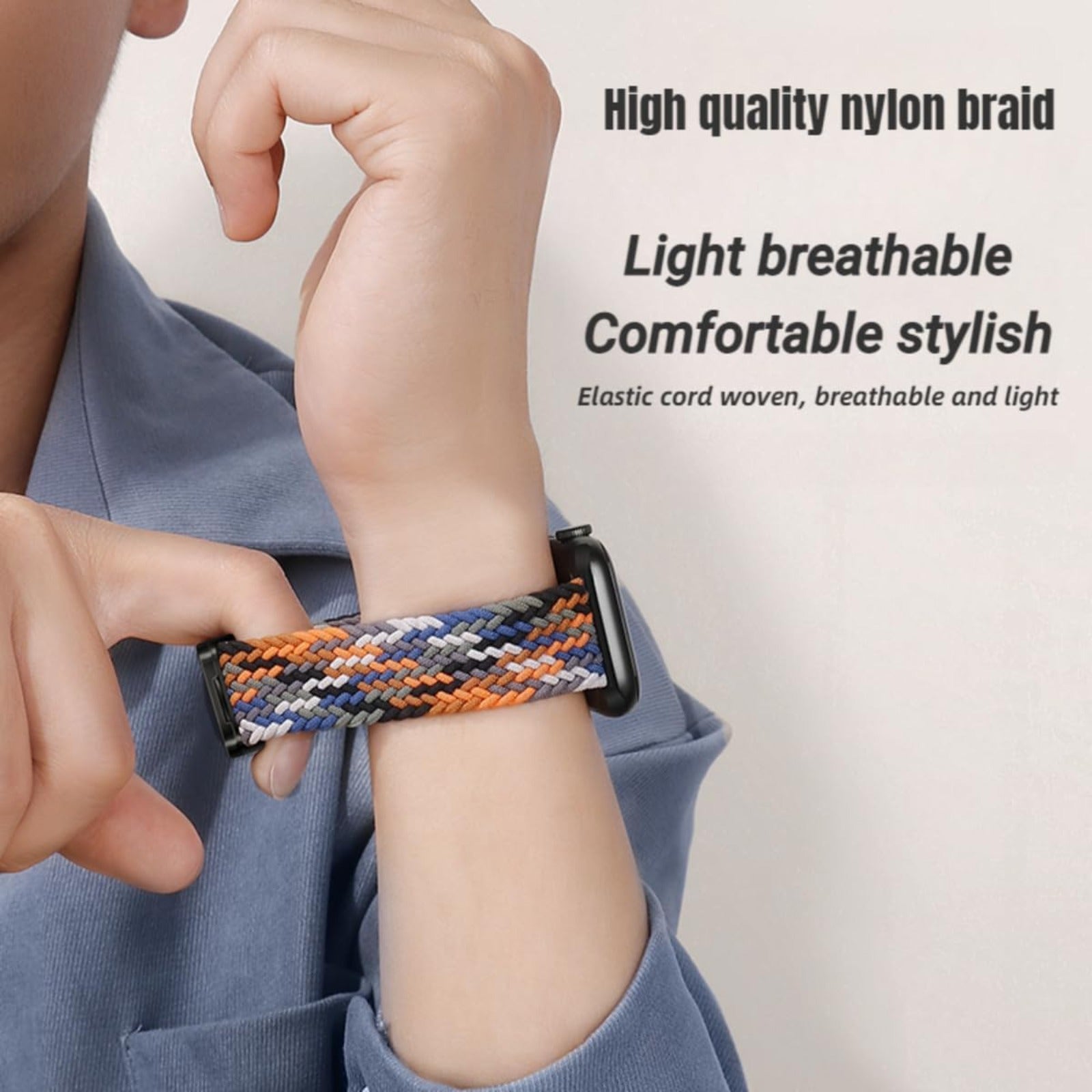 Magnetic Snap Back Nylon Braid Watch Band for Apple Watch
