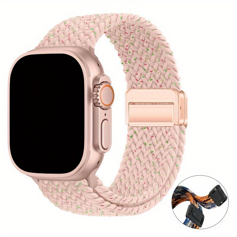Magnetic Snap Back Nylon Braid Watch Band for Apple Watch