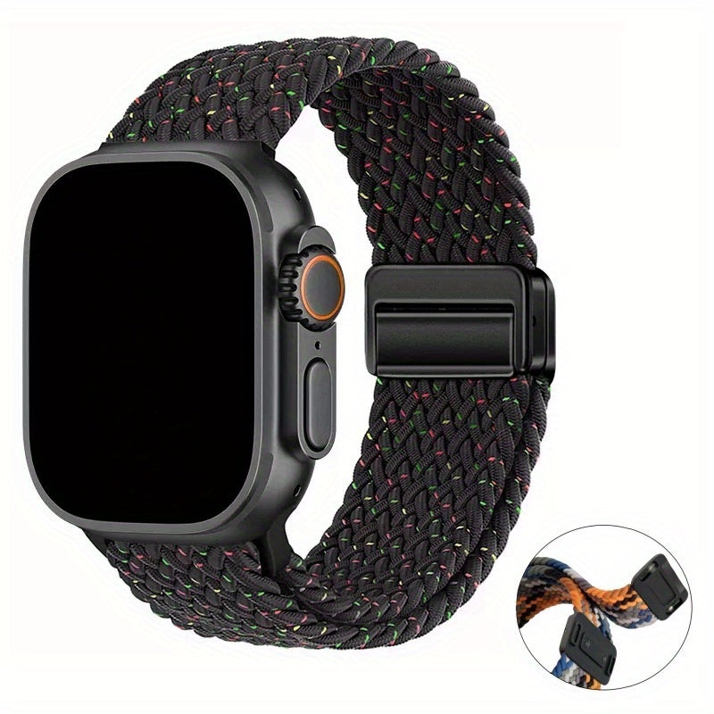 Magnetic Snap Back Nylon Braid Watch Band for Apple Watch