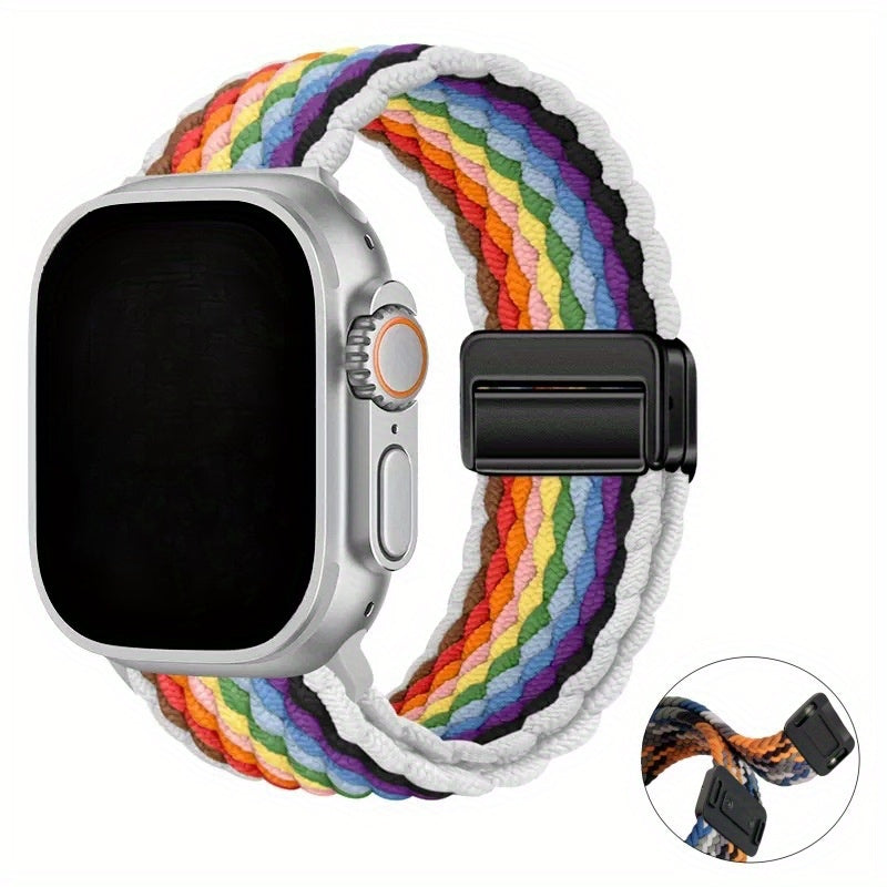 Magnetic Snap Back Nylon Braid Watch Band for Apple Watch