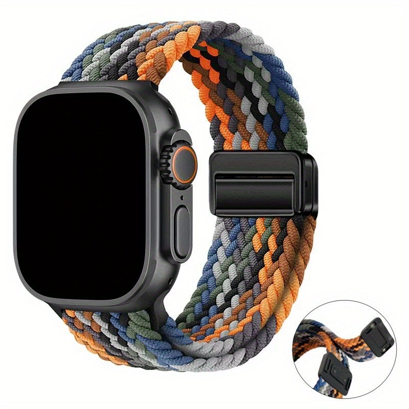 Magnetic Snap Back Nylon Braid Watch Band for Apple Watch