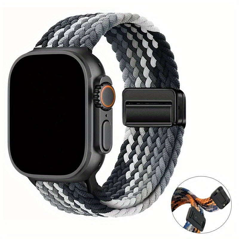 Magnetic Snap Back Nylon Braid Watch Band for Apple Watch
