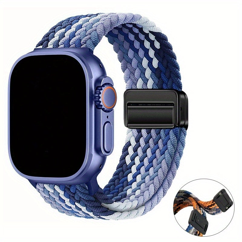 Magnetic Snap Back Nylon Braid Watch Band for Apple Watch