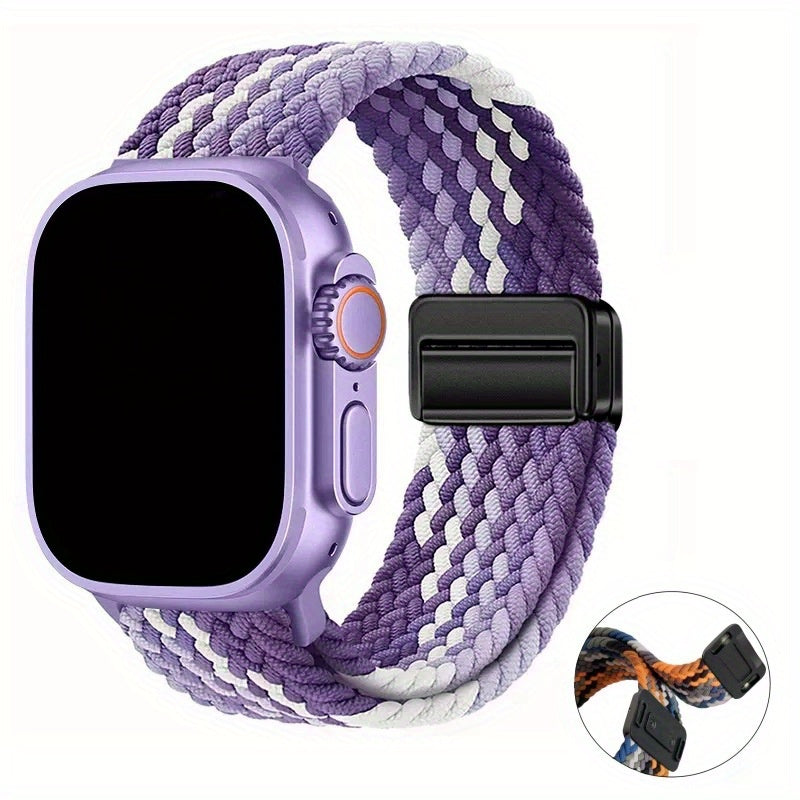 Magnetic Snap Back Nylon Braid Watch Band for Apple Watch