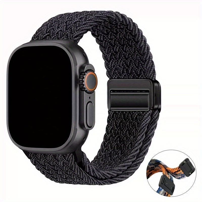 Magnetic Snap Back Nylon Braid Watch Band for Apple Watch