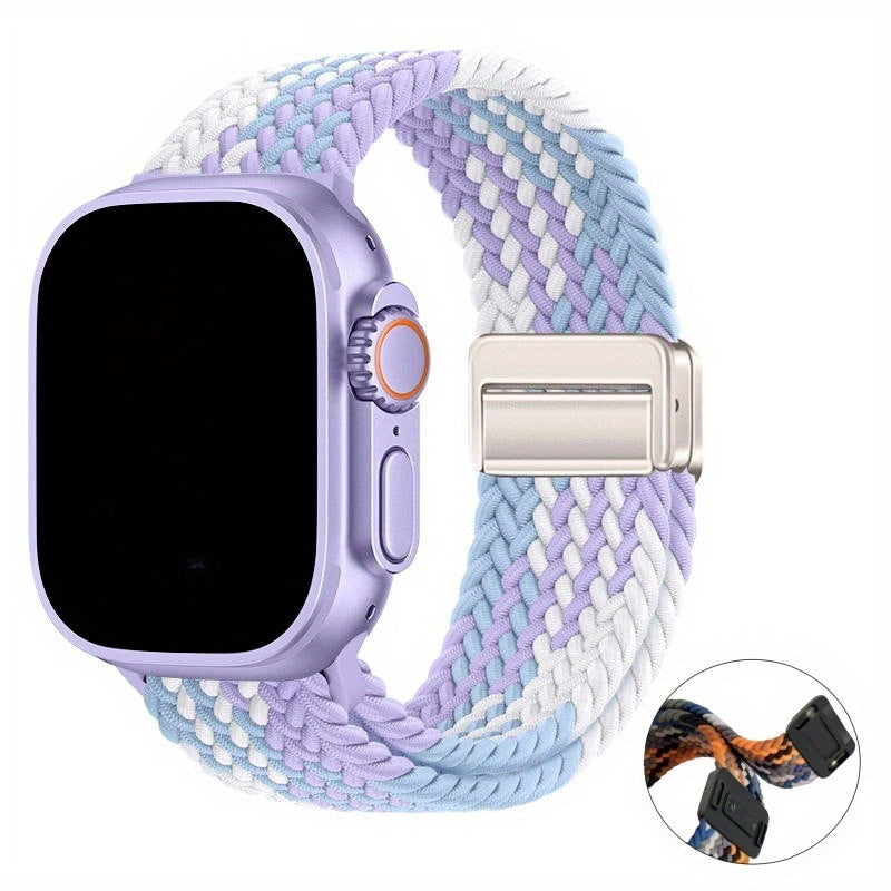 Magnetic Snap Back Nylon Braid Watch Band for Apple Watch