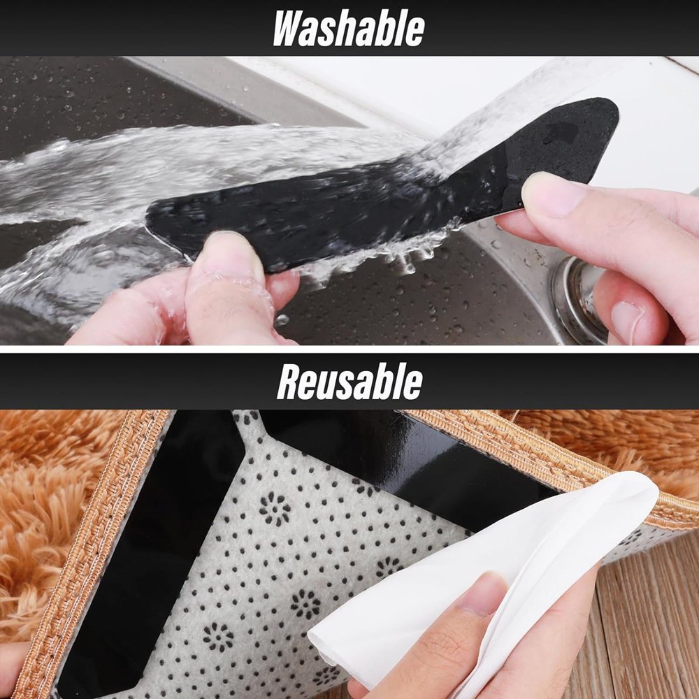 Reusable Carpet Tape with Self-Adhesive Corners and Edges Gripper Pads for Rugs