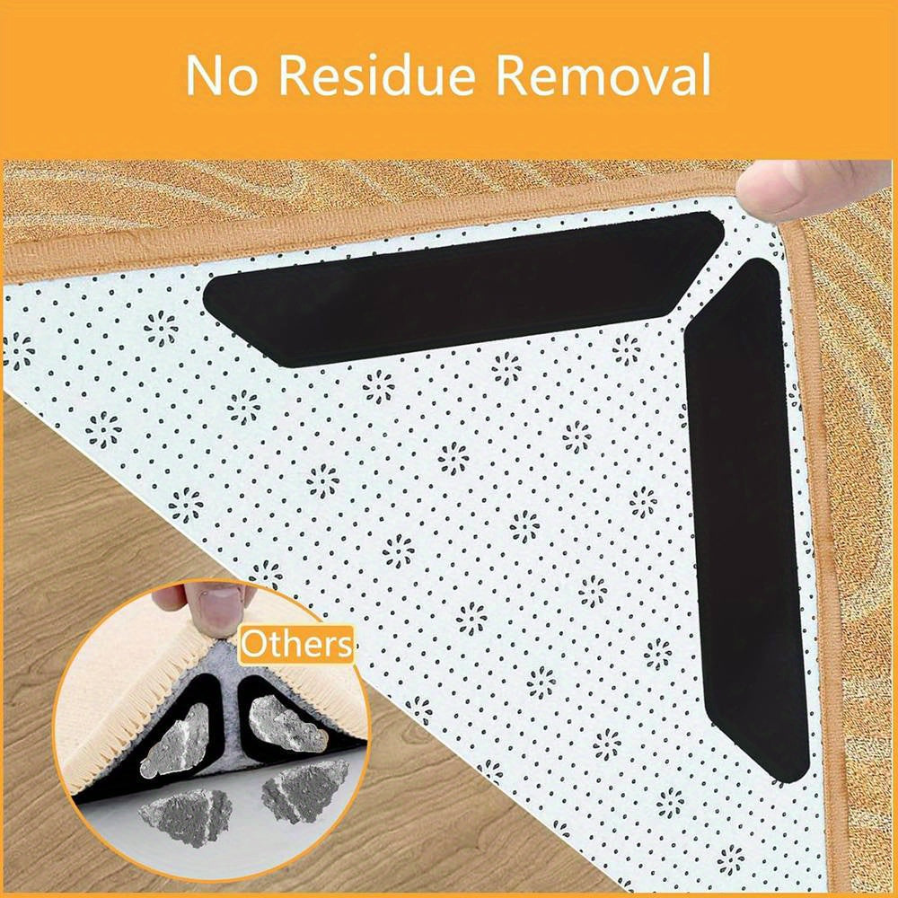 Reusable Carpet Tape with Self-Adhesive Corners and Edges Gripper Pads for Rugs