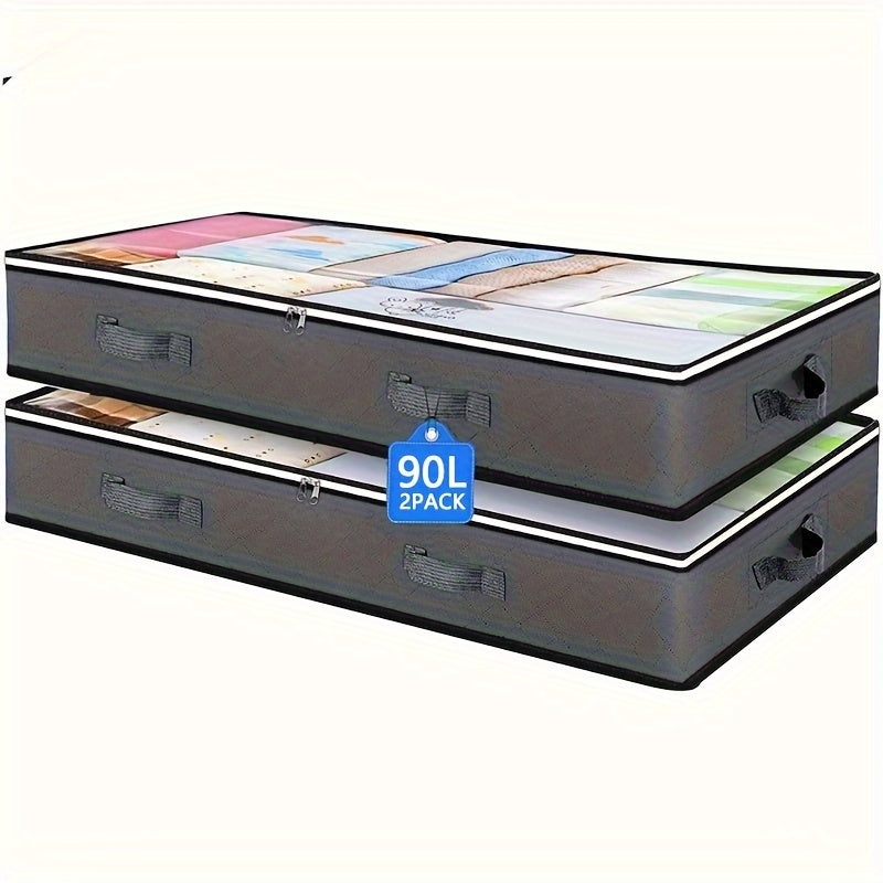 Caja de almacenamiento bajo la cama de 90L con ventana transparente, asas duraderas para ropa, ropa de cama, juguetes