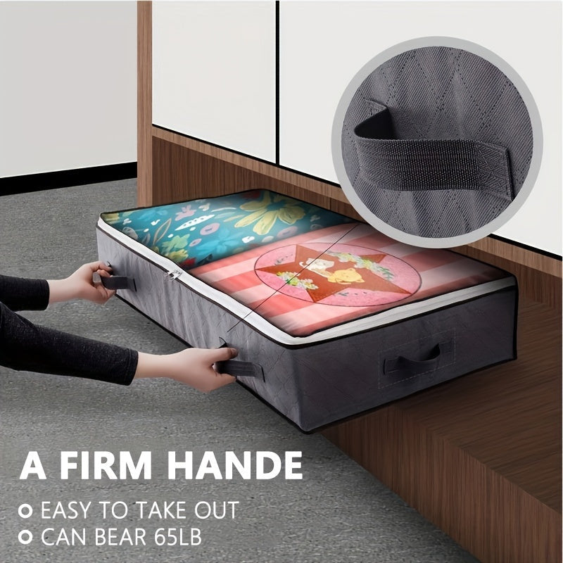 Caja de almacenamiento bajo la cama de 90L con ventana transparente, asas duraderas para ropa, ropa de cama, juguetes