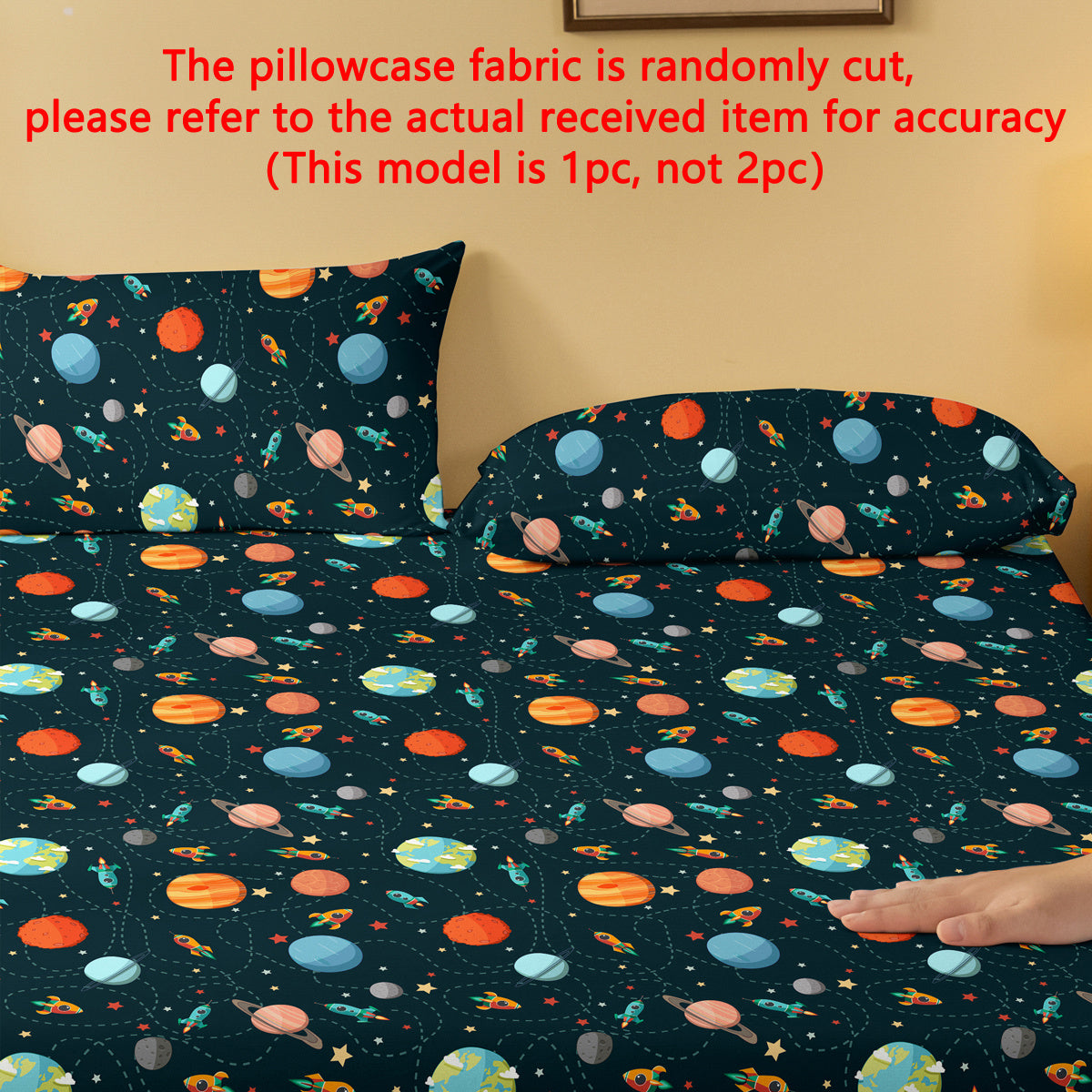 Soft Brushed Polyester Space Explorer Pillowcase with Planet and Spaceship Design