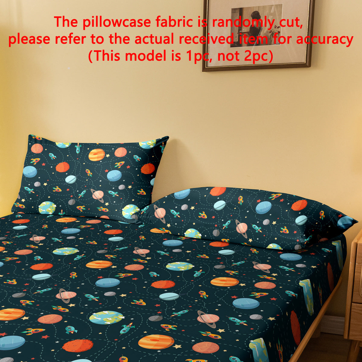 Soft Brushed Polyester Space Explorer Pillowcase with Planet and Spaceship Design