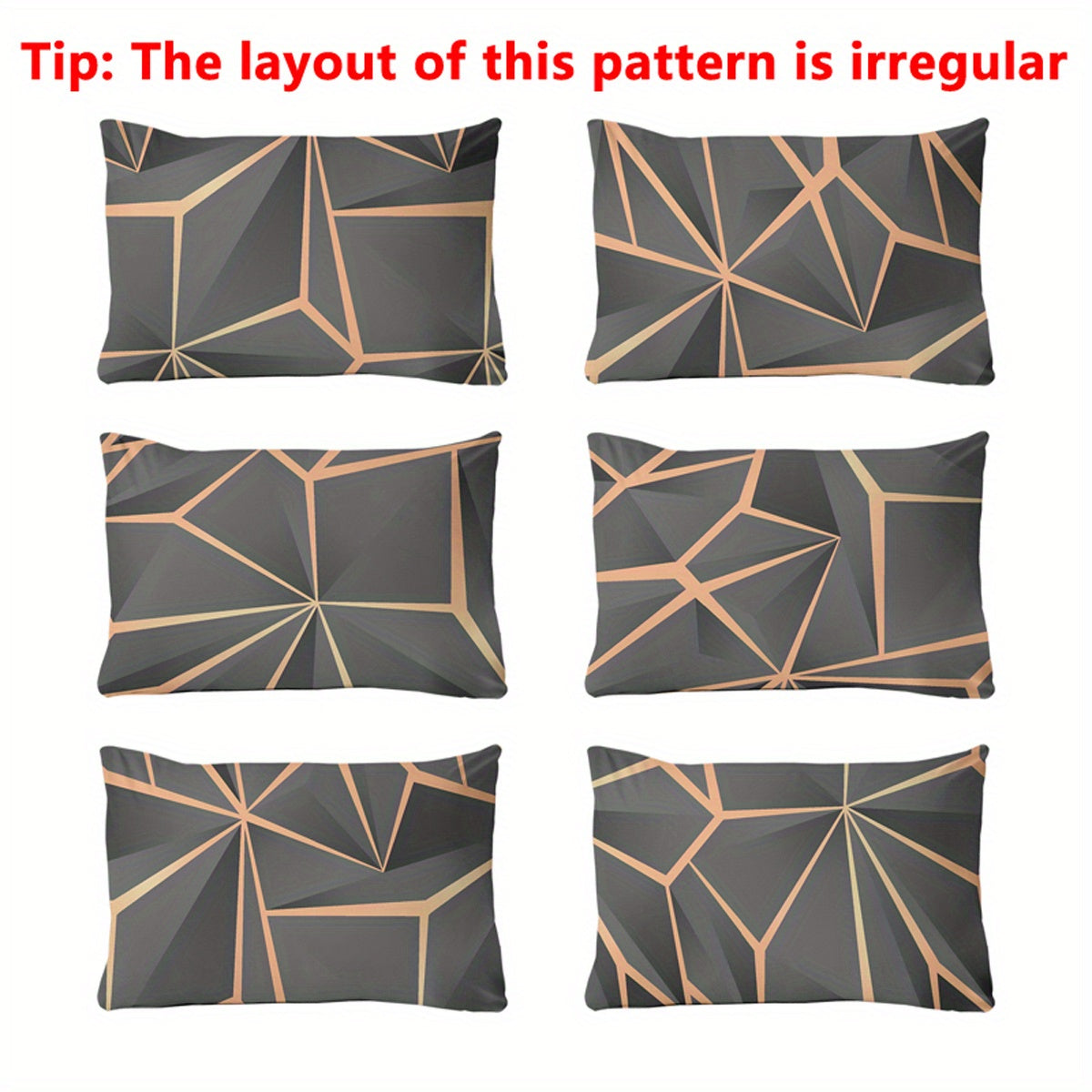 Soft Polyester Pillow Protector with Pocket Closure and Geometric Gold Pattern