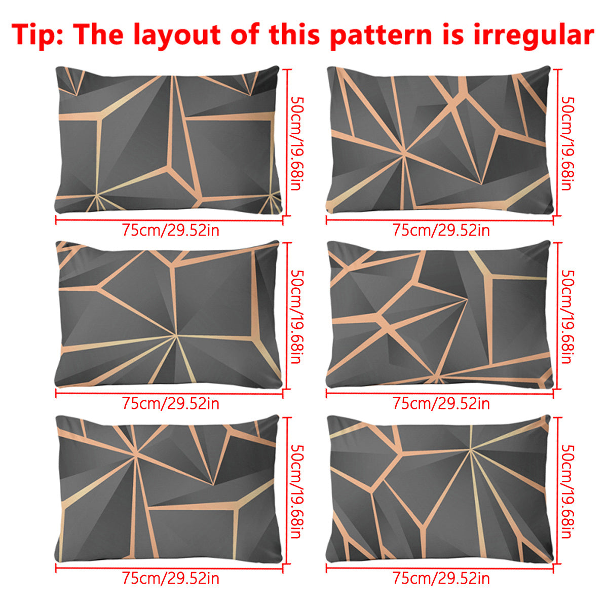 Soft Polyester Pillow Protector with Pocket Closure and Geometric Gold Pattern