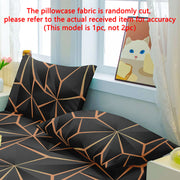 Soft Polyester Pillow Protector with Pocket Closure and Geometric Gold Pattern