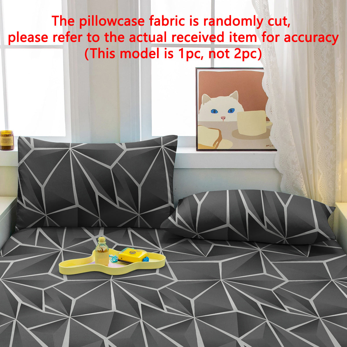 Geometric Diamond Pattern Pillowcase 74.98cm x 49.99cm Polyester Quilted Washable