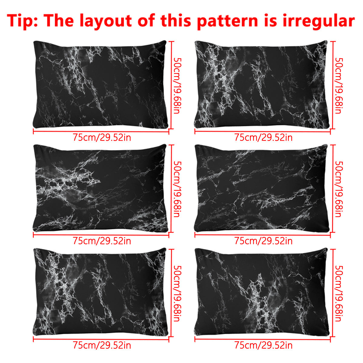 Machine Washable Black Marble Print Pillowcase with Envelope Closure for Bedroom Decor