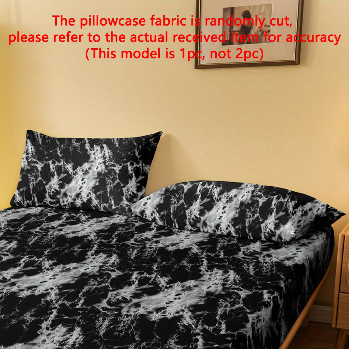Machine Washable Black Marble Print Pillowcase with Envelope Closure for Bedroom Decor