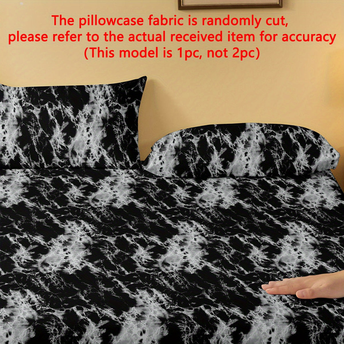 Machine Washable Black Marble Print Pillowcase with Envelope Closure for Bedroom Decor