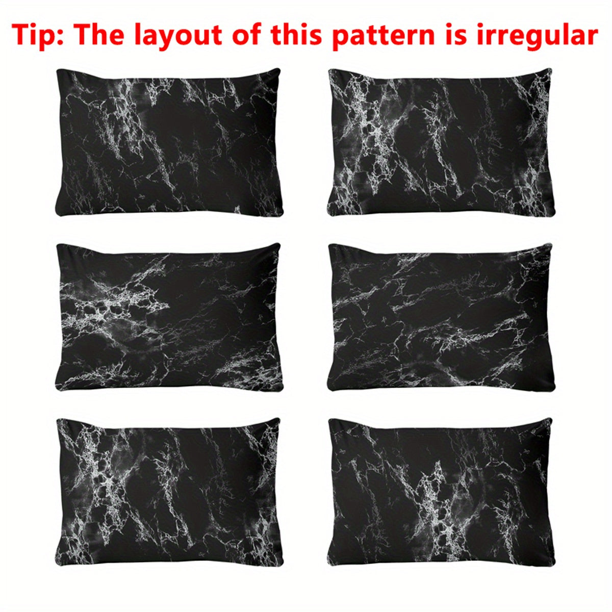 Machine Washable Black Marble Print Pillowcase with Envelope Closure for Bedroom Decor