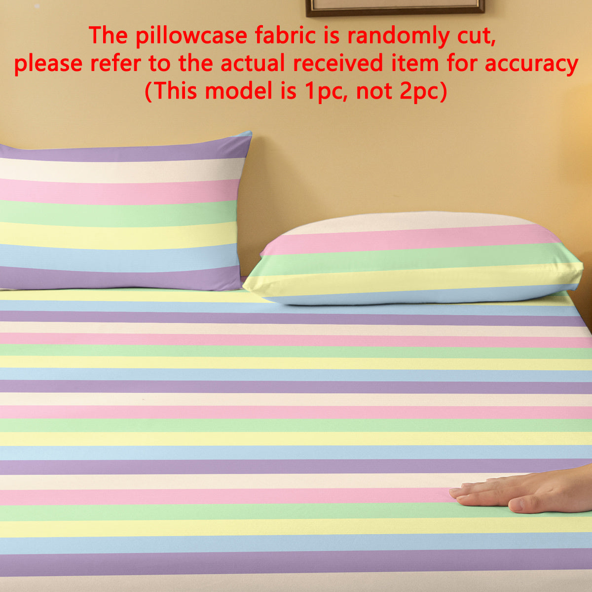 Rainbow Striped Geometric Pillowcase with Soft Polyester Protector, Machine Washable, Bedroom Decor