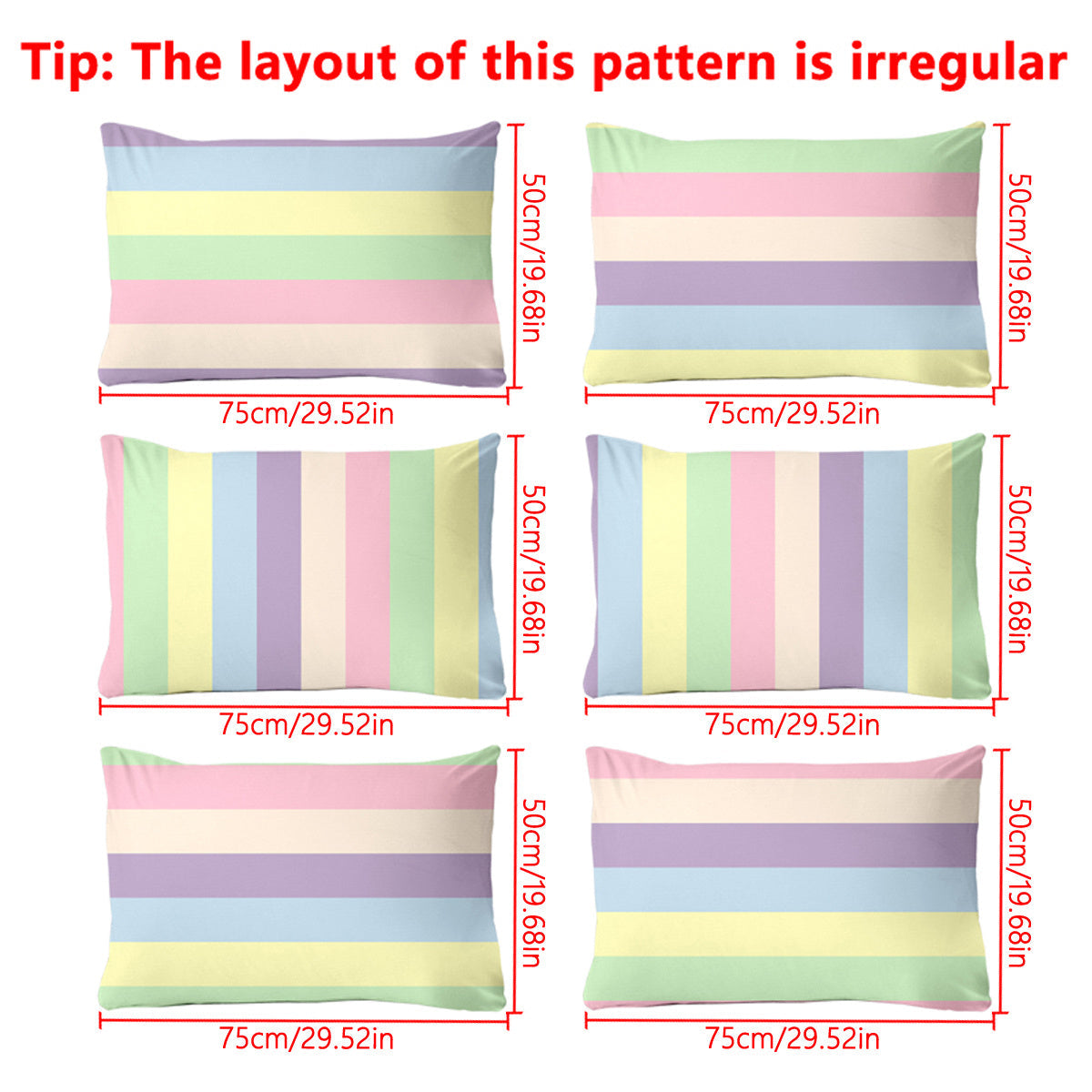 Rainbow Striped Geometric Pillowcase with Soft Polyester Protector, Machine Washable, Bedroom Decor