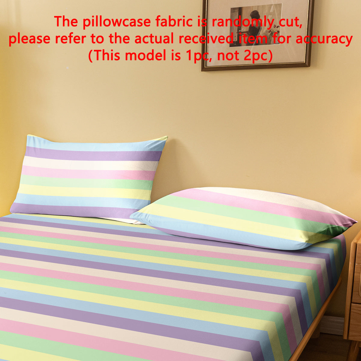 Rainbow Striped Geometric Pillowcase with Soft Polyester Protector, Machine Washable, Bedroom Decor