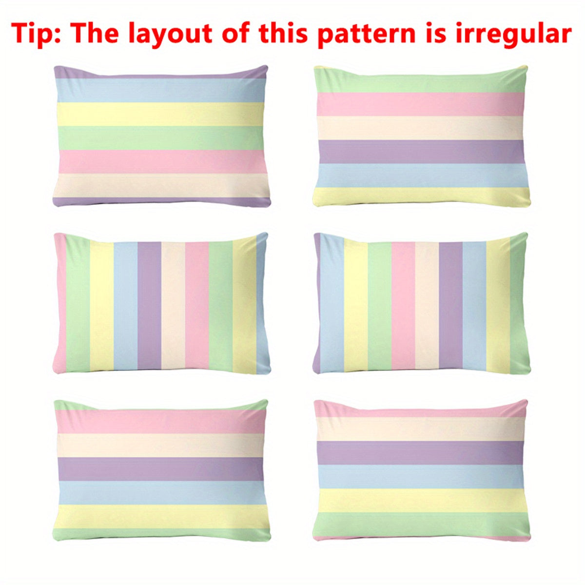 Rainbow Striped Geometric Pillowcase with Soft Polyester Protector, Machine Washable, Bedroom Decor